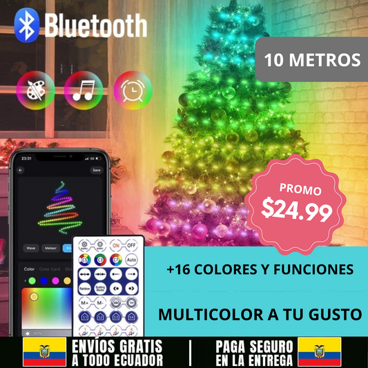 Luces Navideñas SMART con Bluetooth (10 metros)+Envio Gratis